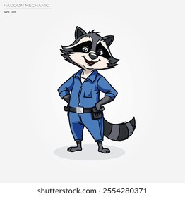 Racoon worker mascot, vector illustration