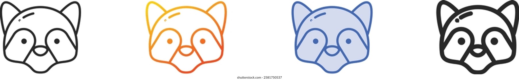 racoons icon.Thin Linear, Gradient, Blue Stroke and bold Style Design Isolated On White Background