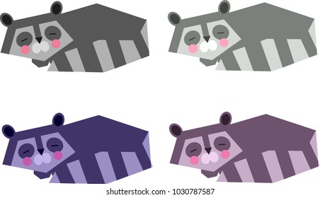 Racoons sleeping vector illustration
