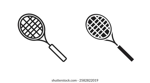 Racquet filled and outlined icons vectors on white background