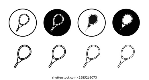 Racquet icon Black line art vector logo set