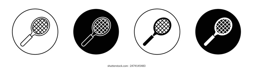 Racquet Icon Set Tennis and badminton racquet vector symbol. Sports racquet graphic for competitive play.