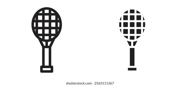 Racquet icons in black line and filled versions