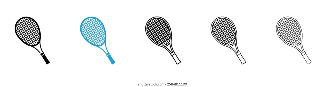 Racquet icons collection vectors in black and blue