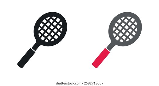 Racquet icons set vectors black and colored style