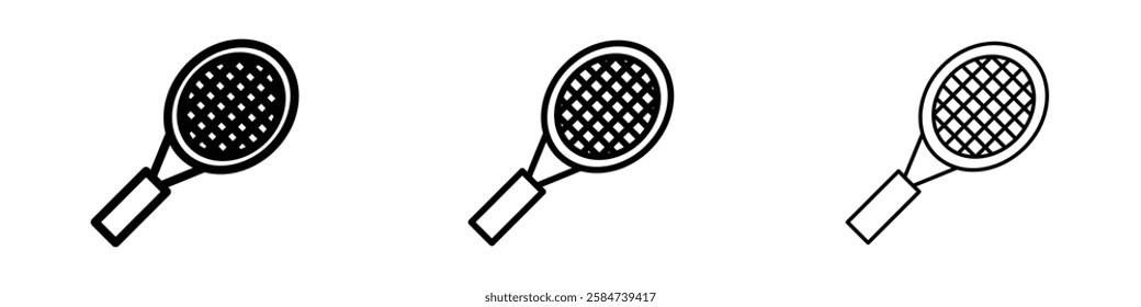 Racquet icons in three different stroke lines