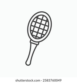 Racquet vector icon isolated in black line