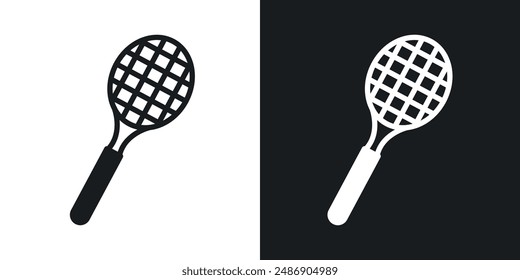 Racquet vector icon set in solid black and white color