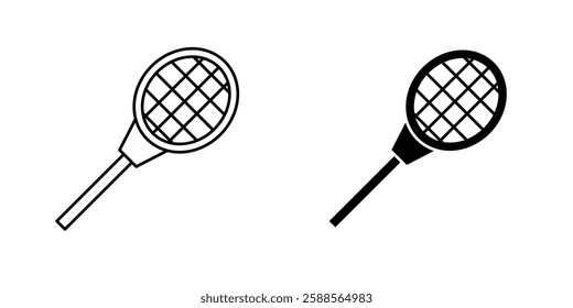 Racquet vectors icons set in filled and strokes on white background