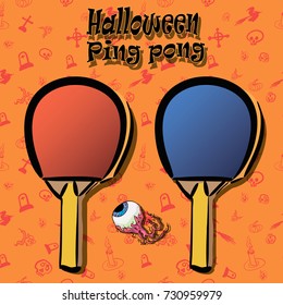 racquets and eye for the game ping pong on Halloween
