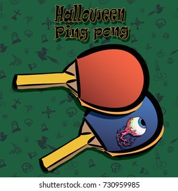 racquets and eye for the game ping pong on Halloween