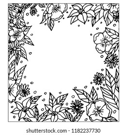 Ractange frame of flowers. Vector illustration. 
