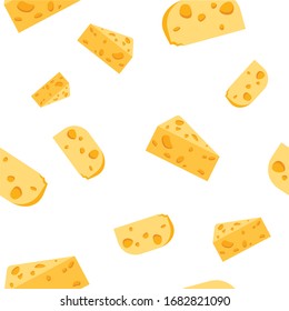Racy Delicious Yellow Cheese Flat Seamless Pattern