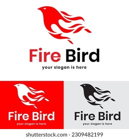 Rad black minimalist fire bird logo	