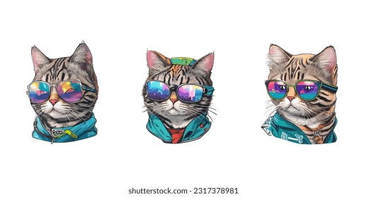 RAD CAT pet draw color illustration