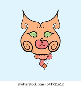 Rad cat vector illustration. Vintage filigree elements. Wedding invitation decoration. Ornamental swirl. For calligraphy, greeting frame, ornate border, gift, invitation card, logo.