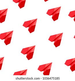Rad flat paper plane seamless pattern on white background. 