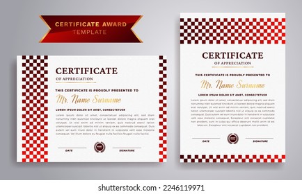 Rad and Maroon certificate of achievement border template, Modern design simple elegant and luxurious elegant.