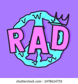 RAD PEACE SIGN MELT SLOGAN PRINT VECTOR