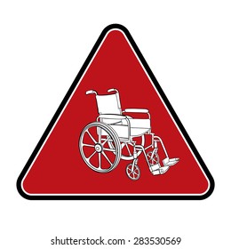 Rad warning sign with a wheelchair. Vector illustration