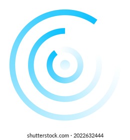 Radar abstract icon logo. Circle wave concentric line vector radar symbol