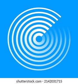 Radar abstract icon logo. Circle wave concentric line vector radar symbol