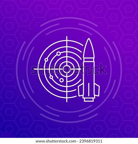 radar, ballistic missile detection icon, line vector