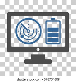 Radar Battery Control Monitor icon. Vector illustration style is flat iconic bicolor symbol, cobalt and gray colors, transparent background. Designed for web and software interfaces.