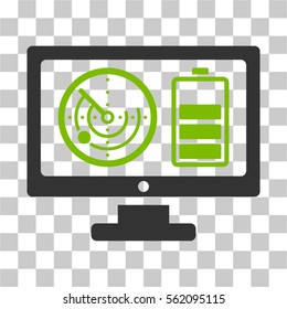 Radar Battery Control Monitor vector icon. Illustration style is flat iconic bicolor eco green and gray symbol on a transparent background.