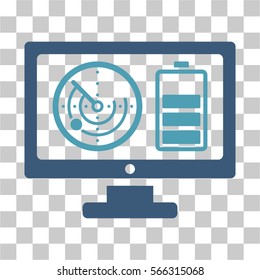 Radar Battery Control Monitor vector icon. Illustration style is flat iconic bicolor cyan and blue symbol on a transparent background.