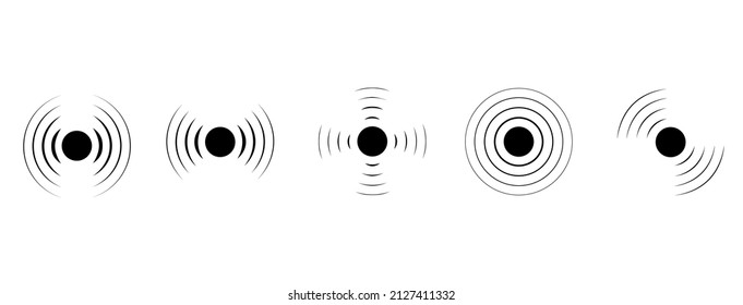 Iconos de color negro radical.
Recepción
señal de satélite. ondas de sonido, radio o vibración.
Simple, redondo, aislado signo.
Ilustración vectorial.