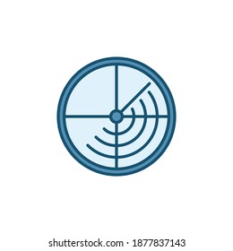 Icono azul del radar - Concepto vectorial de exploración o detección signo de color redondo o elemento de logotipo