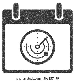 Radar Calendar Day grainy textured icon for overlay watermark stamps. Flat symbol with scratched texture. Dotted vector gray ink rubber seal stamp with grunge design on a white background.