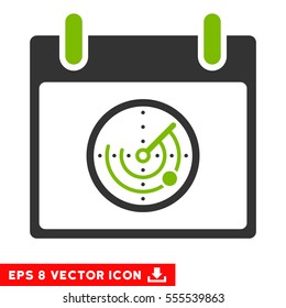 Radar Calendar Day icon. Vector EPS illustration style is flat iconic bicolor symbol, eco green and gray colors.