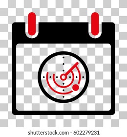 Radar Calendar Day icon. Vector illustration style is flat iconic bicolor symbol, intensive red and black colors, transparent background. Designed for web and software interfaces.