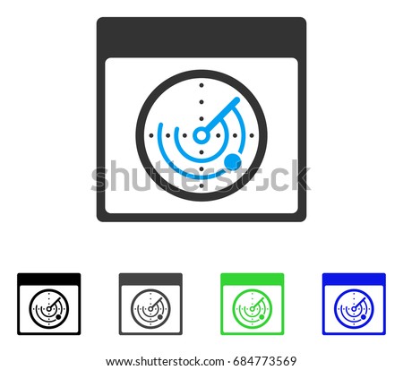 Radar Calendar Page flat vector pictogram. Colored radar calendar page gray, black, blue, green pictogram variants. Flat icon style for web design.