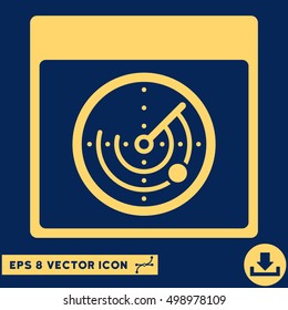 Radar Calendar Page icon. Vector EPS illustration style is flat iconic symbol, yellow color.