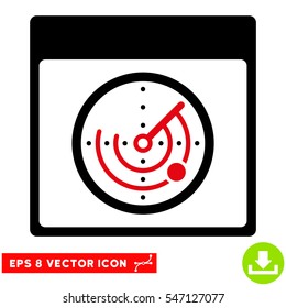 Radar Calendar Page icon. Vector EPS illustration style is flat iconic bicolor symbol, intensive red and black colors.