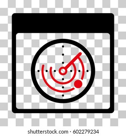 Radar Calendar Page icon. Vector illustration style is flat iconic bicolor symbol, intensive red and black colors, transparent background. Designed for web and software interfaces.