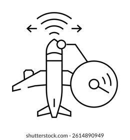 radar calibration aircraft line icon vector. radar calibration aircraft sign. isolated contour symbol black illustration