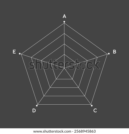 Radar Chart for Analysis with letters. Business infographic. Vector illustration on black background