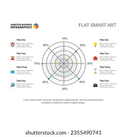 Radar chart with business statistics vector illustration. Cartoon drawing of business infographic for brochure or research. Finances, analytics concept for report or presentation slide