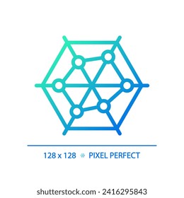 Radar chart gradient linear vector icon. Spider diagram. Competitor analysis. Performance review. Gap analysis. Thin line color symbol. Modern style pictogram. Vector isolated outline drawing