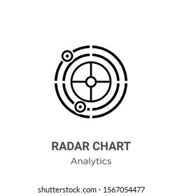 Radar chart outline vector icon. Thin line black radar chart icon, flat vector simple element illustration from editable analytics concept isolated on white background