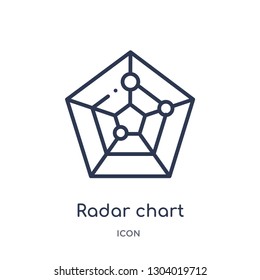 Radar Chart With Pentagon Icon From User Interface Outline Collection. Thin Line Radar Chart With Pentagon Icon Isolated On White Background.