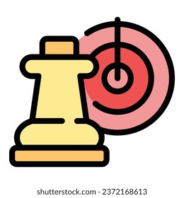 Radar chess icon outline vector. Online game. Board queen color flat