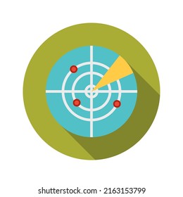 Radar Circle Icon. Vector Illustration of Military Sign.