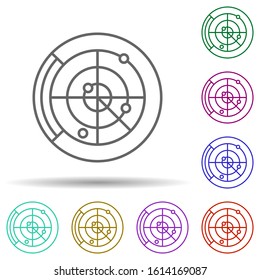 Radar, communication in multi color style icon. Simple thin line, outline vector of communication icons for ui and ux, website or mobile application