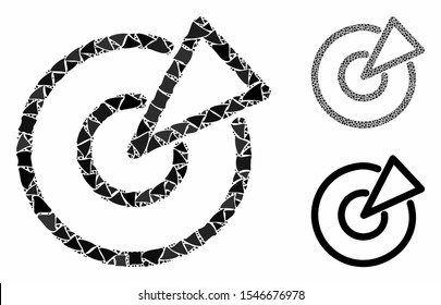 Radar composition of ragged pieces in various sizes and color tinges, based on radar icon. Vector tremulant elements are organized into collage. Radar icons collage with dotted pattern.