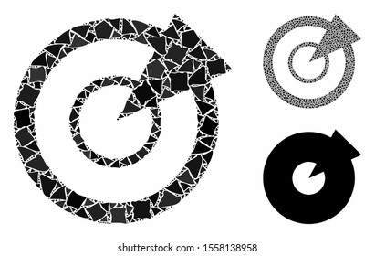 Radar composition of uneven items in variable sizes and color tones, based on radar icon. Vector rugged dots are organized into collage. Radar icons collage with dotted pattern.